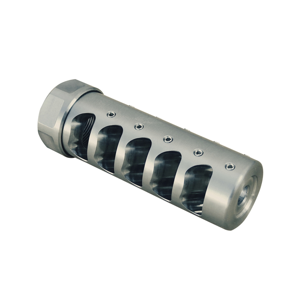 American Precision Arms Gen 3 Fat Bastard Self Timing Muzzle Brake 5/8-24, Stainless - Advanced Recoil Management - G3F5838S - American Precision Firearms