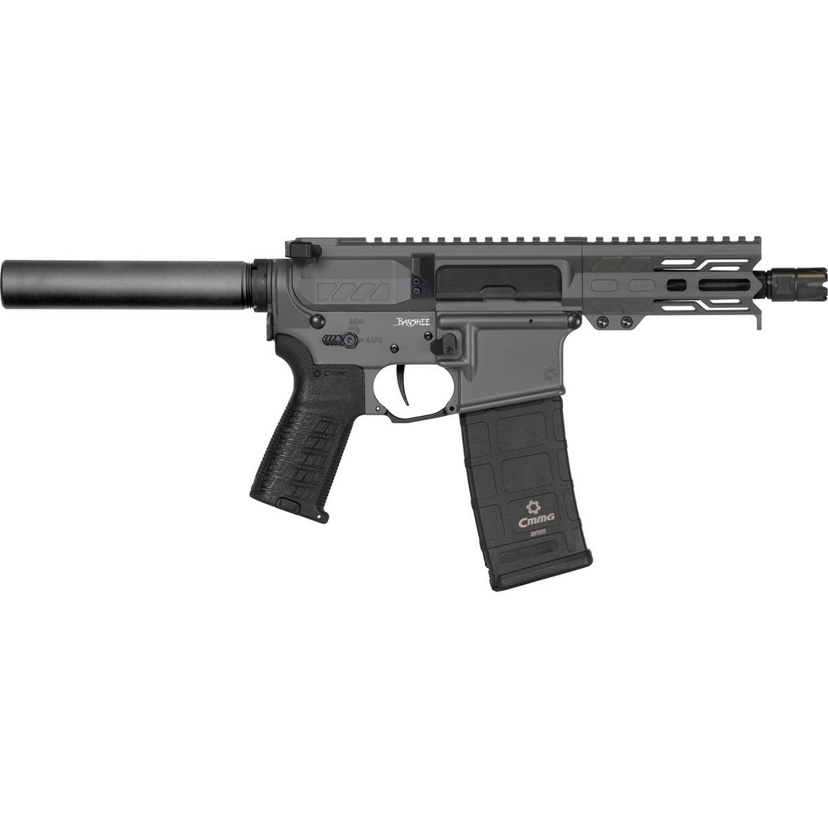 CMMG Banshee MK4 9mm 5" AR Pistol, Tungsten Gray - 94AD70FTNG - Cmmg