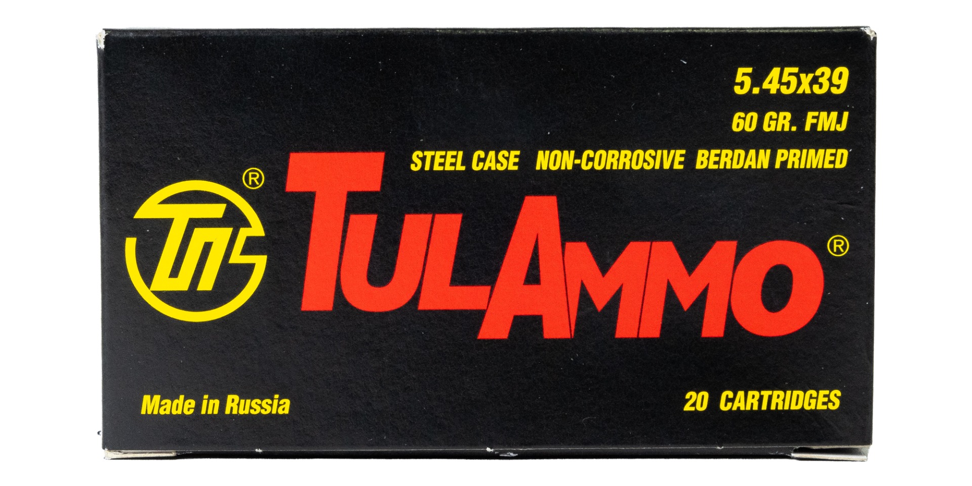 Tula 5.45x39 Ammo 60 Grain FMJ Steel Cased 20 rds/box - TA545390 - Tula