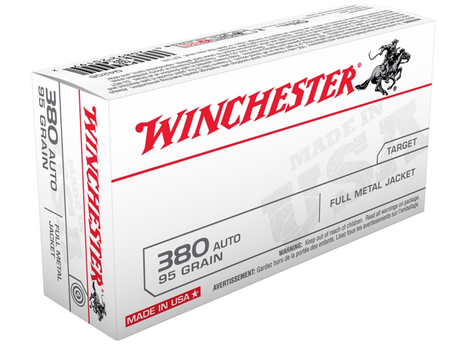 Winchester 380 Auto 95gr JHP Ammunition, 50 Round Box - USA380JHP - Winchester