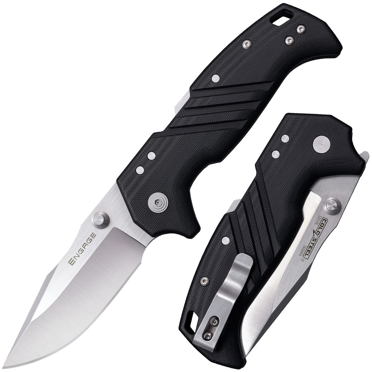 Cold Steel Engage Folding Knife, Clip Point, Black - Durable Handle, Smooth Opening, Reliable Lock, Ideal for EDC and Field Use - CS-FL-35DPLC - Cold Steel