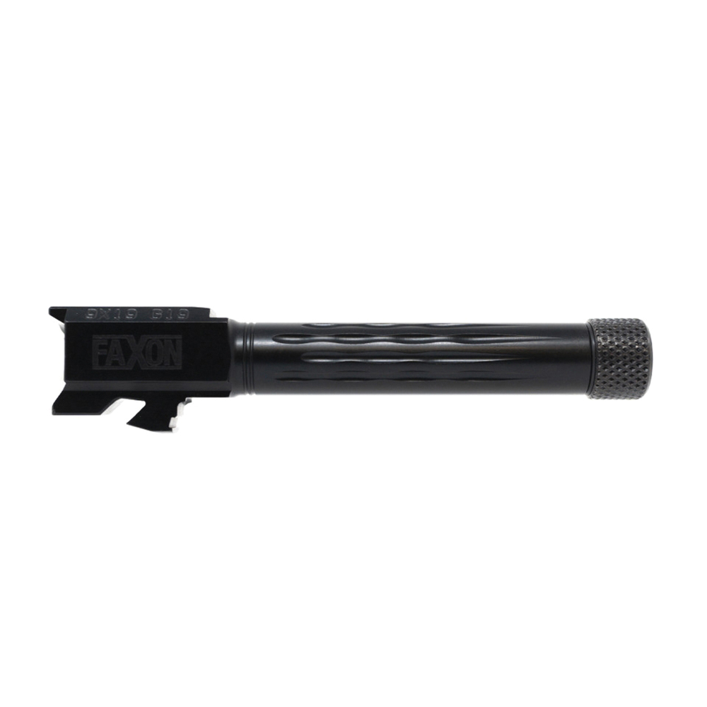Faxon Firearms Match Barrel 9mm 4.50" Fits Glock G19, Black - Enhanced Accuracy - GB910N19LGQ-T - Faxon Firearms
