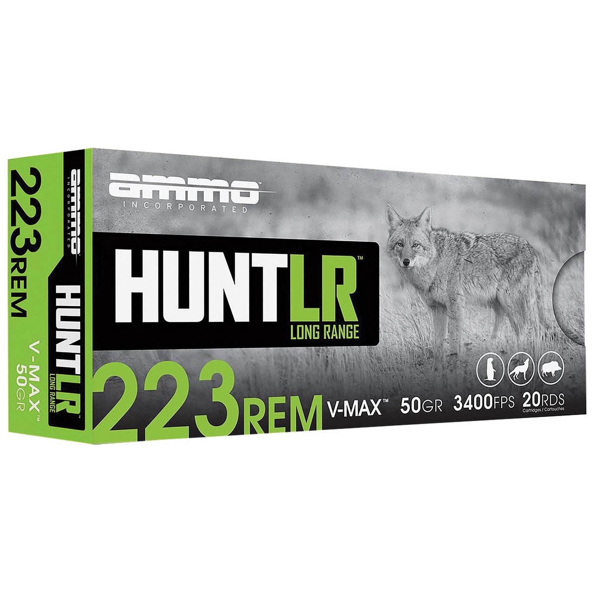 Ammo Inc Hunt Long Range .223 Remington 50 gr V-Max 20rds Rifle Ammo for Varmint Hunting - 223050VMXA20 - Ammo Inc