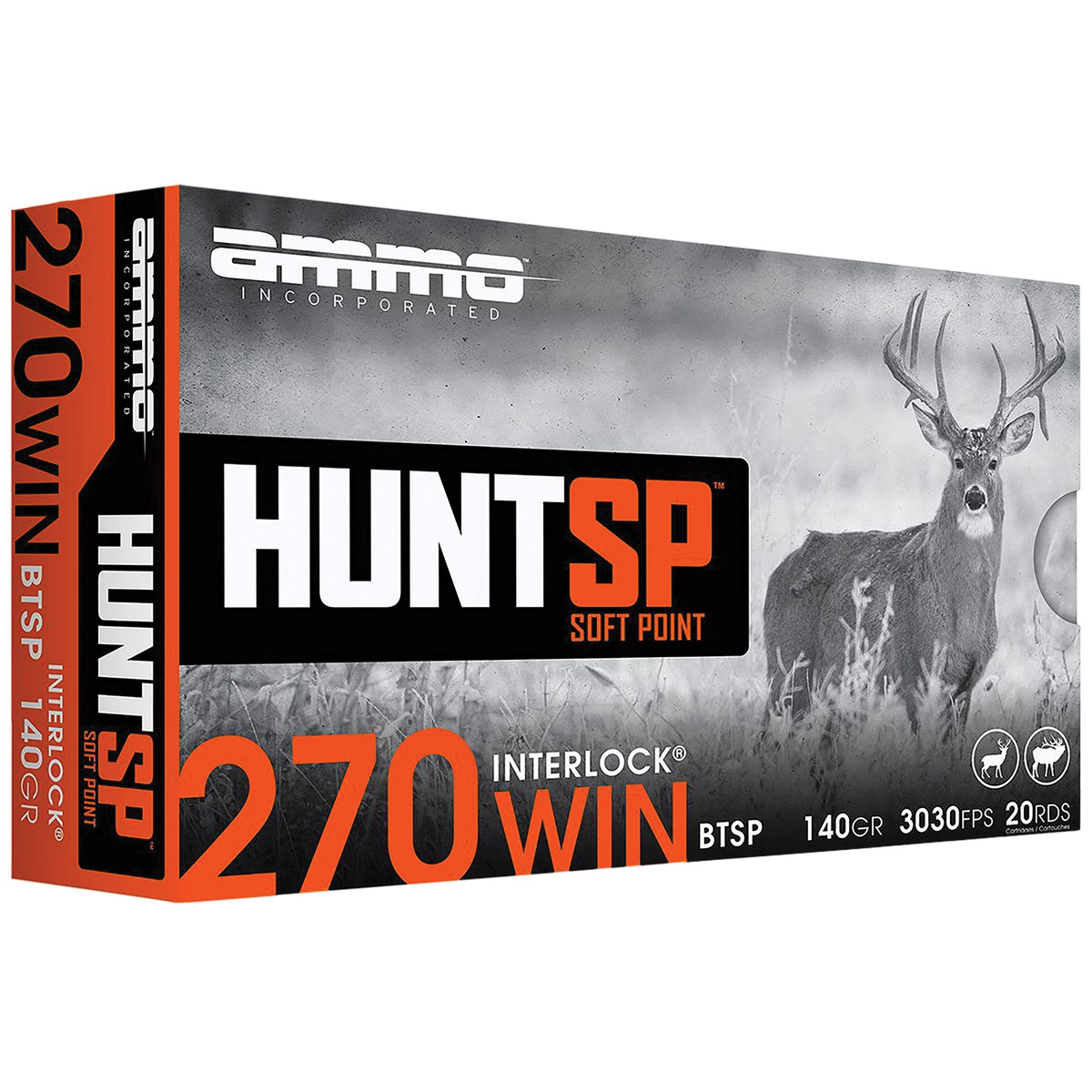 Ammo Inc Hunt .270 Winchester 140 gr SP 20rds Rifle Ammo for Deer Hunting - 270W140SPA20