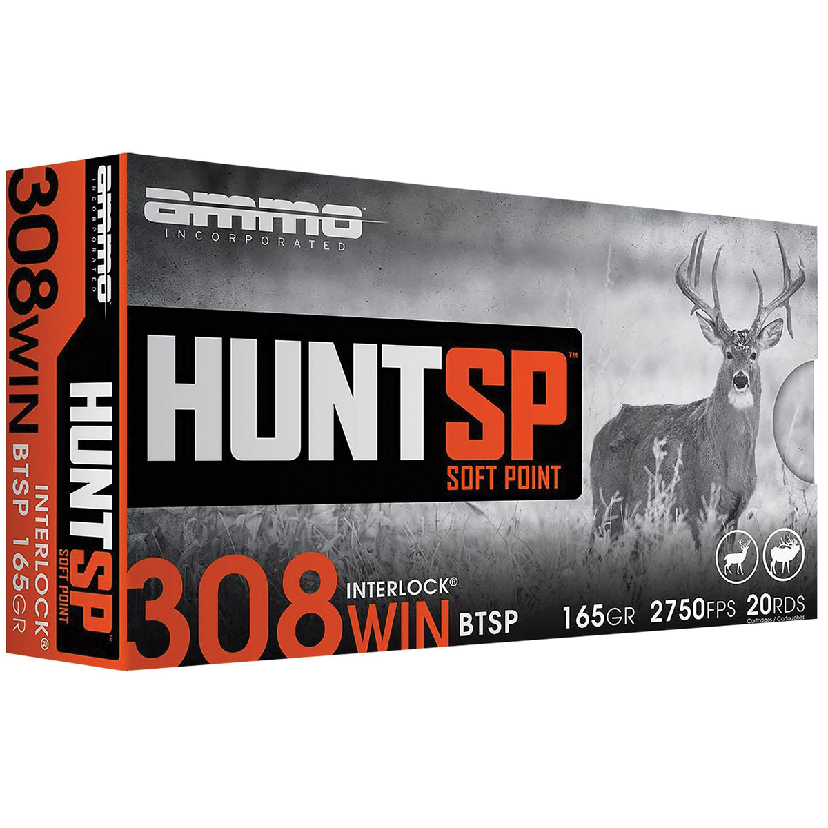 Ammo Inc Hunt .308 Win 165 gr SP 20rds Rifle Ammo for Superior Accuracy - 308165SPA20 - Ammo Inc