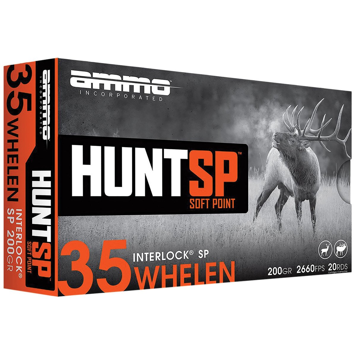 Ammo Inc Hunt .35 Whelen 200 gr SP 20rds Rifle Ammo for Premium High-Energy Performance - 35W200SPA20