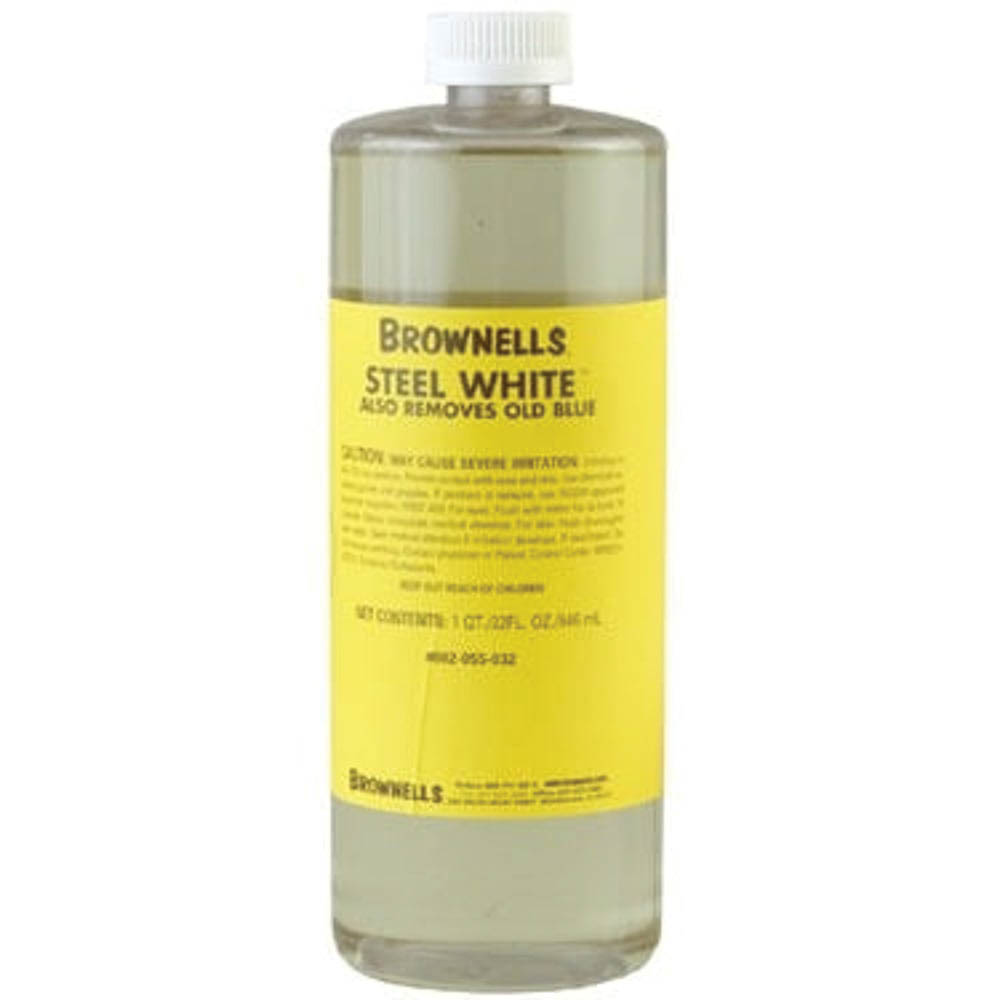 Brownells Steel White Blue and Rust Remover, 32 oz Clear
