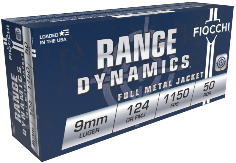 Fiocchi 9mm 124 Grain FMJ Ammo, 50rds - 9APB - Fiocchi