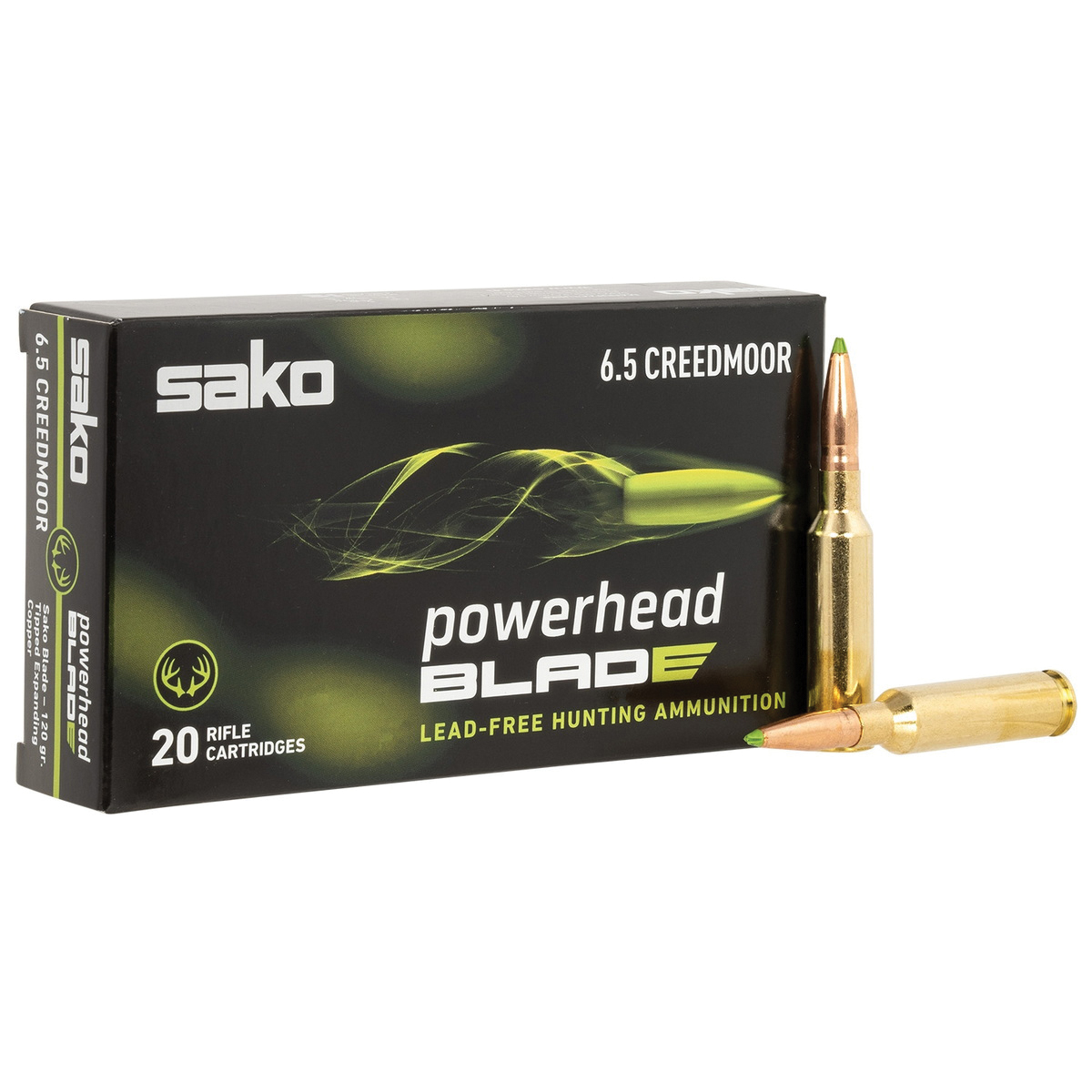 Sako Powerhead Blade 6.5 Creedmoor 120 gr LFBT 20rds Rifle Ammo for Precision Lead-Free and Target Shooting - JASPHB65CM120B - Sako