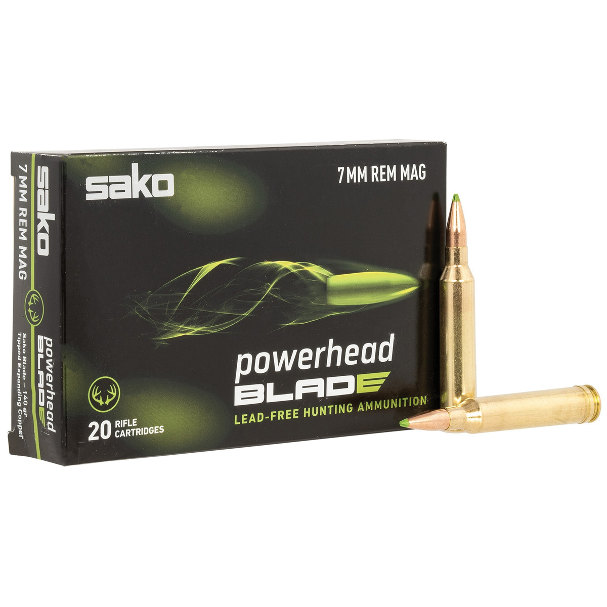 Sako Powerhead Blade 7mm 140 gr LFBT 20rds Rifle Ammo for Eco-Friendly High-Performance - JASPHB7MMRM140B - Sako