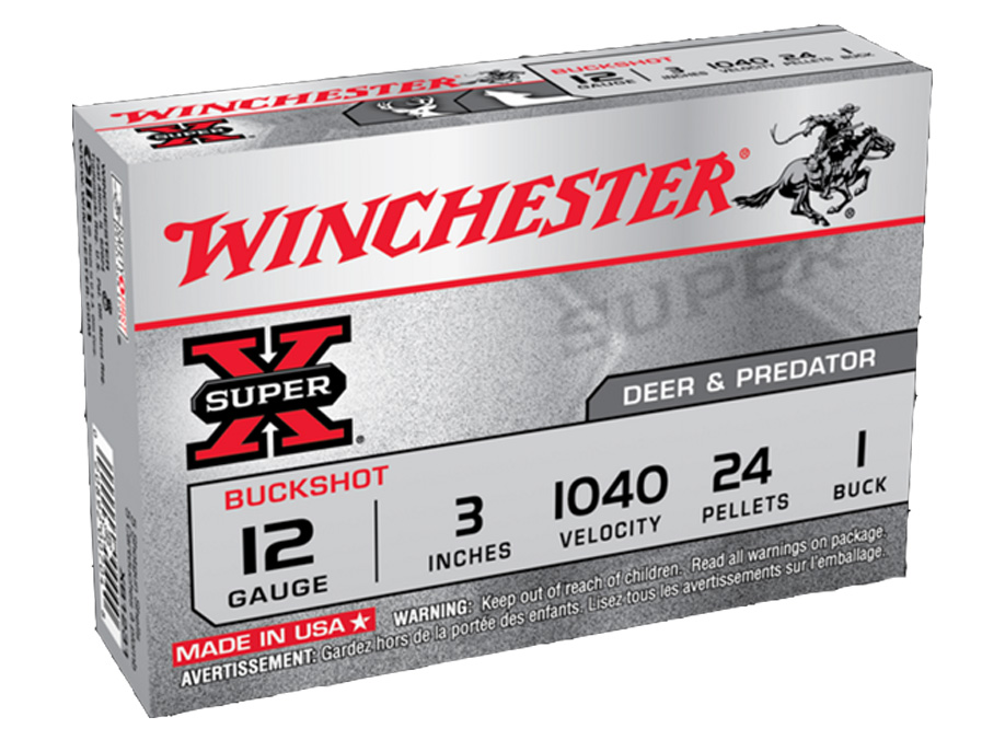 Winchester Super X 12ga 3" #1 Buck 24 Pellets Shotshell Ammunition, 5 Round Box - XB1231 - Winchester