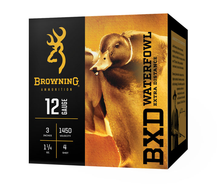 Browning BXD Waterfowl 3" #4 1.25 oz Steel Shotshell 12 Gauge Ammunition, 25 Rounds - B193411234