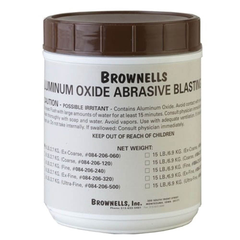 Brownells 60 Grit Ex-Coarse Aluminum Oxide Abrasive Blasting, 6 lb Screw-Top Plastic Jar
