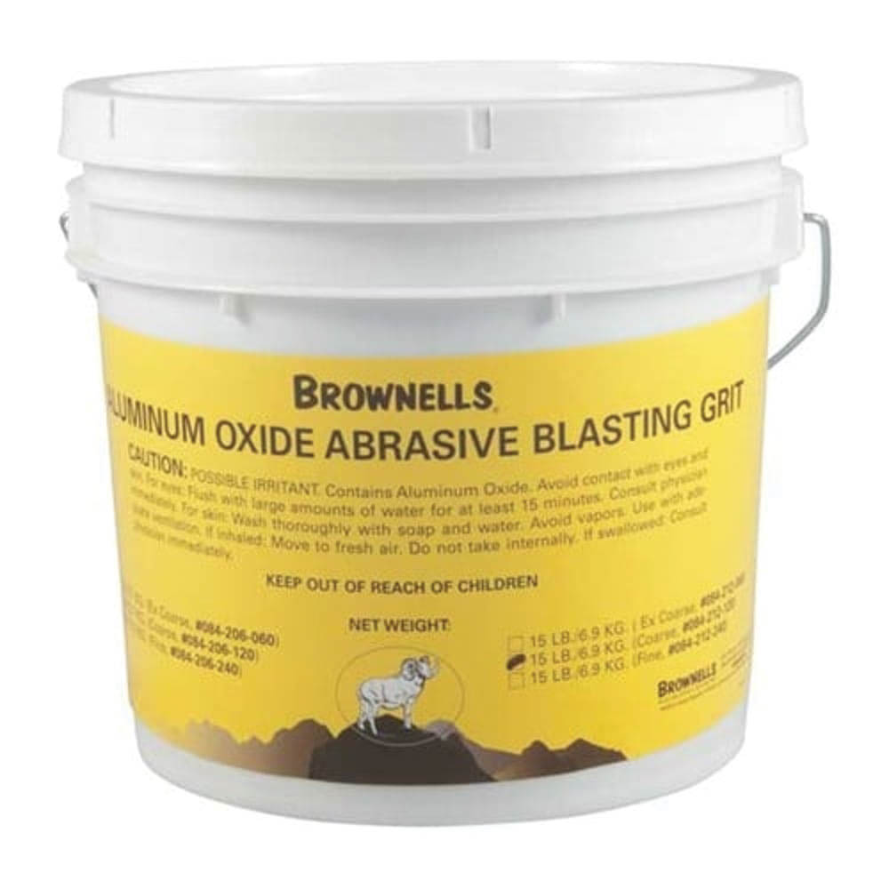 Brownells 120 Grit Coarse Aluminum Oxide Abrasive Blasting, 15 lb Snap-Top Pail