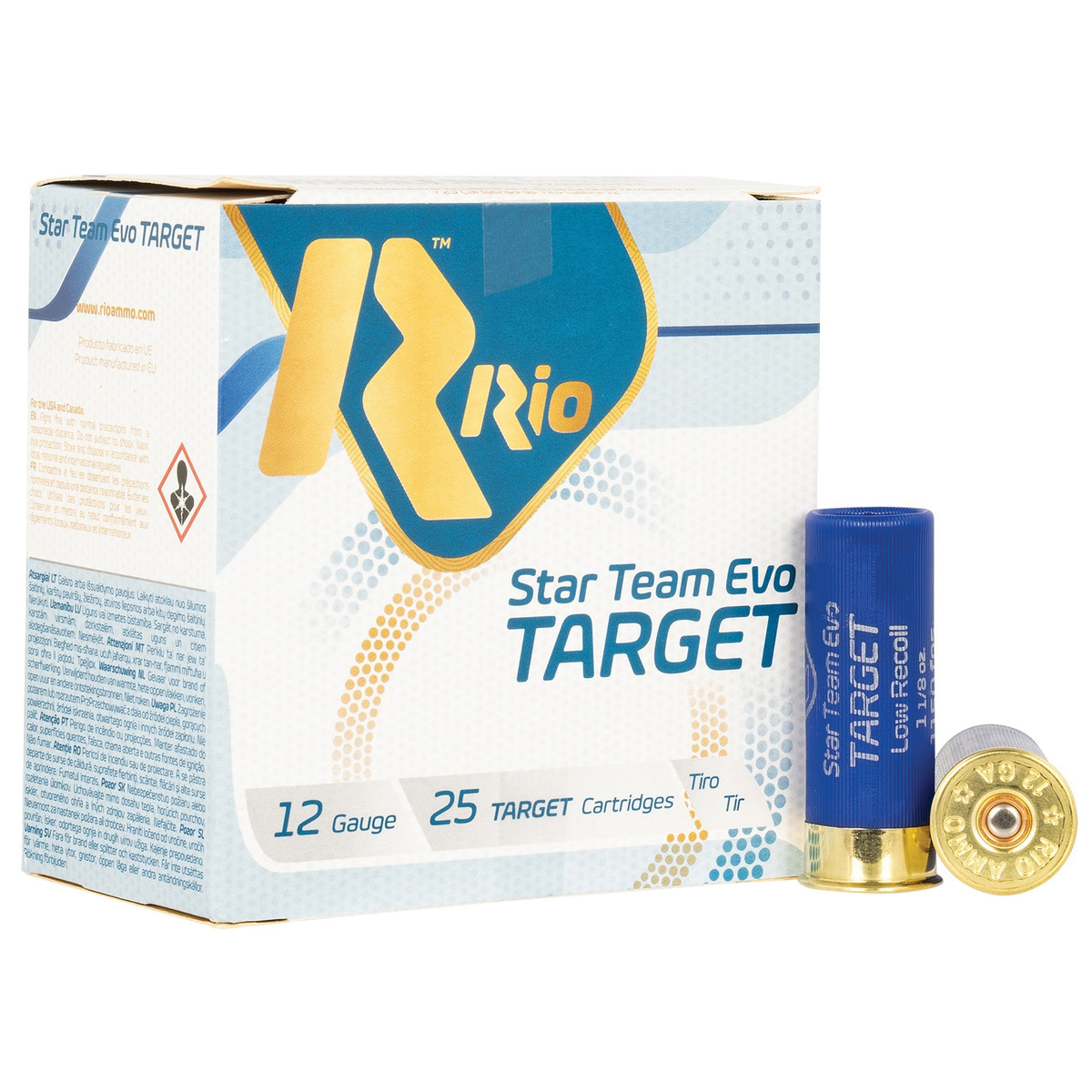 Rio Outdoors Corp Star Team Evo Target Long Range 12 Gauge 2-3/4" #7.5 1-1/8 oz 25rds Training Ammo - Superior Long-Range Training Shells - STT32LR75 - Rio