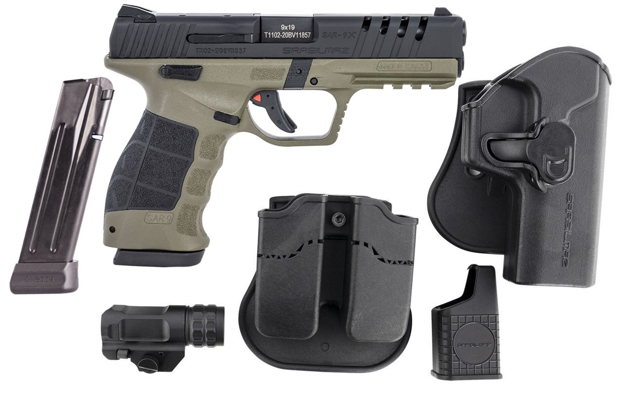 SAR USA SAR9 X 9mm 4.40" 19rd Pistol, OD Green Cerakote - SAR9XODBL - Sar Usa