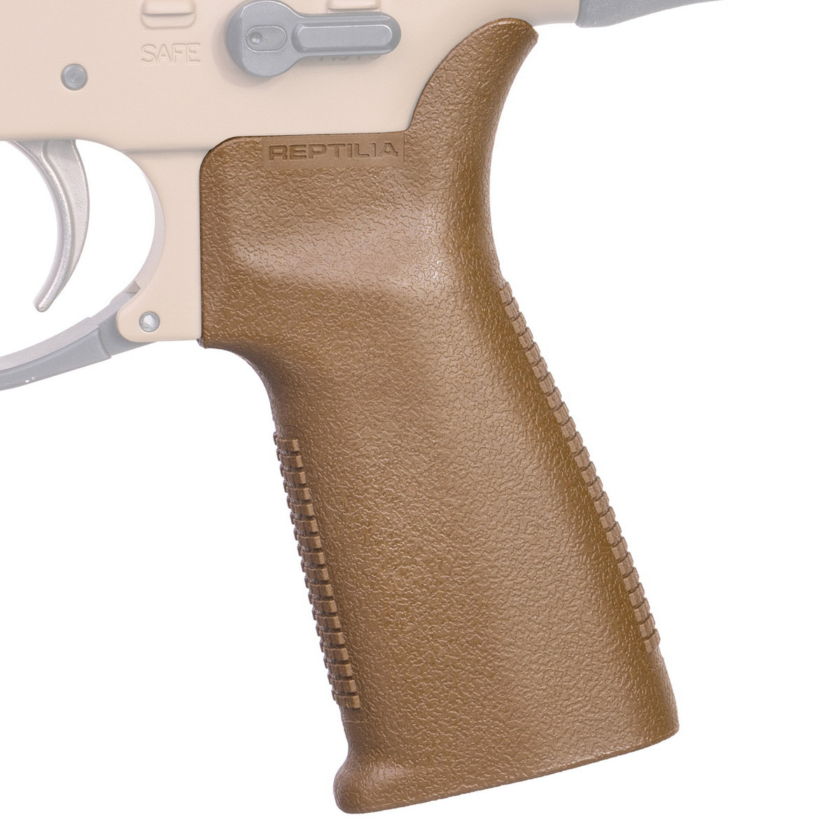Reptilia LLC CQG-L Pistol Grip Fits Knight's Armament SR25, Field Drab - Comfortable and Secure Handling - 100-135 - Reptilia