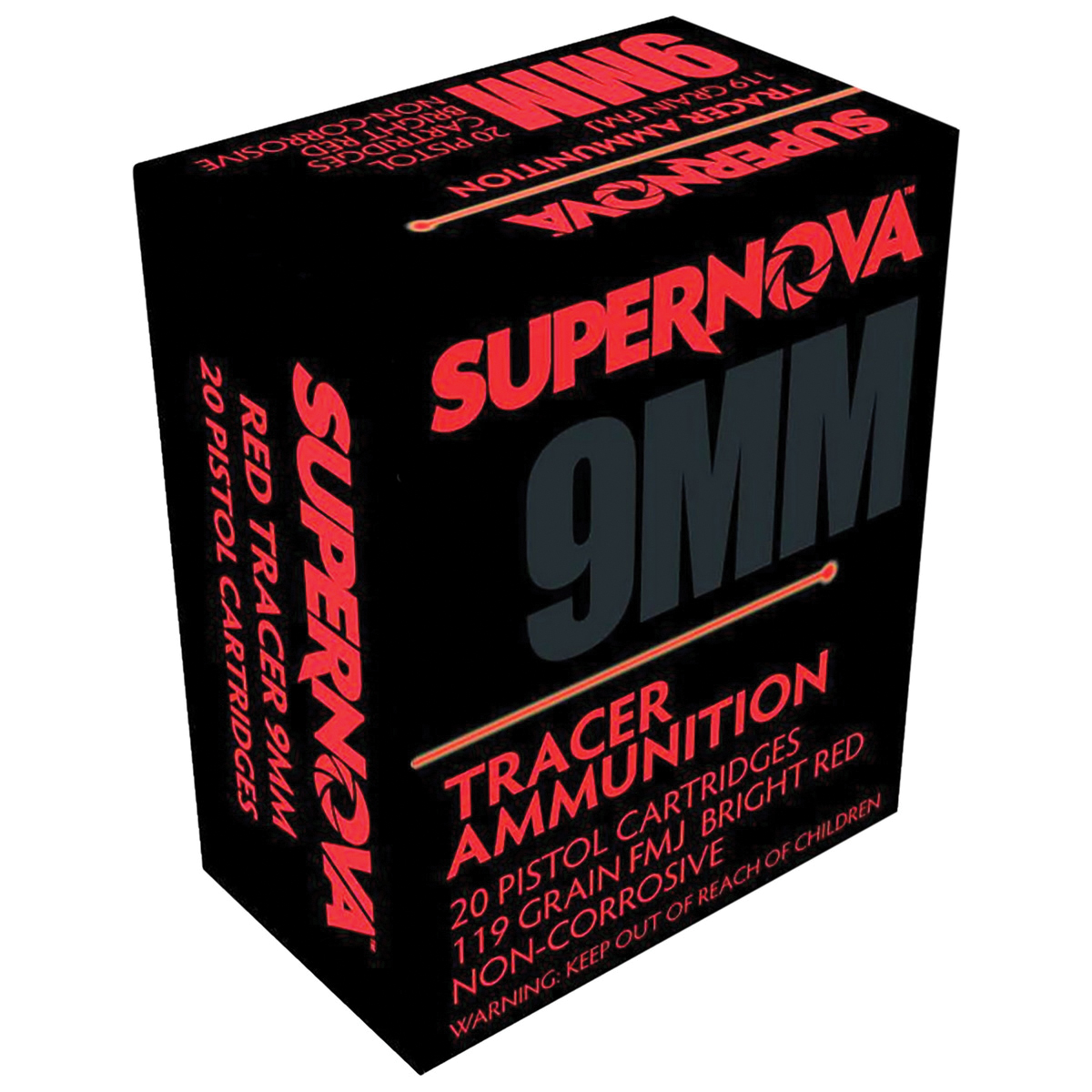 Supernova Tracers 9mm 119 gr FMJ 20rds Handgun Ammo for Enhanced Visibility and Precision in Shooting - PMSN9MMR - Supernova Tracers