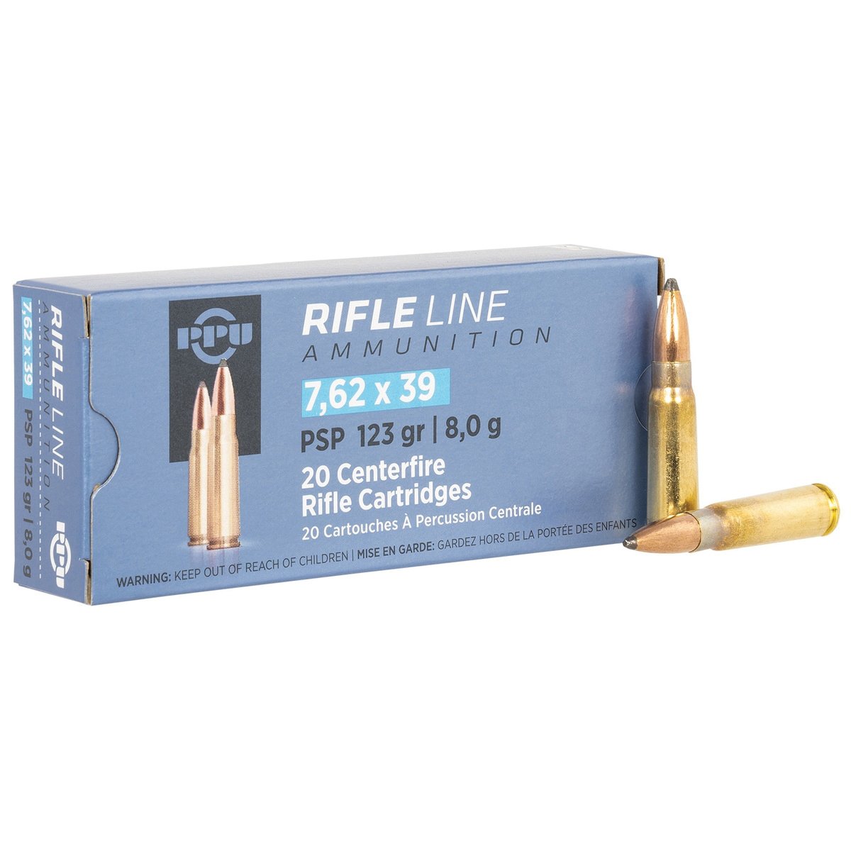 PPU USA Metric Rifle 7.62x39mm 123 gr PSP 20rds Rifle Ammo for Pointed Soft Point and Versatile Use - PP739P - Prvi Partizan