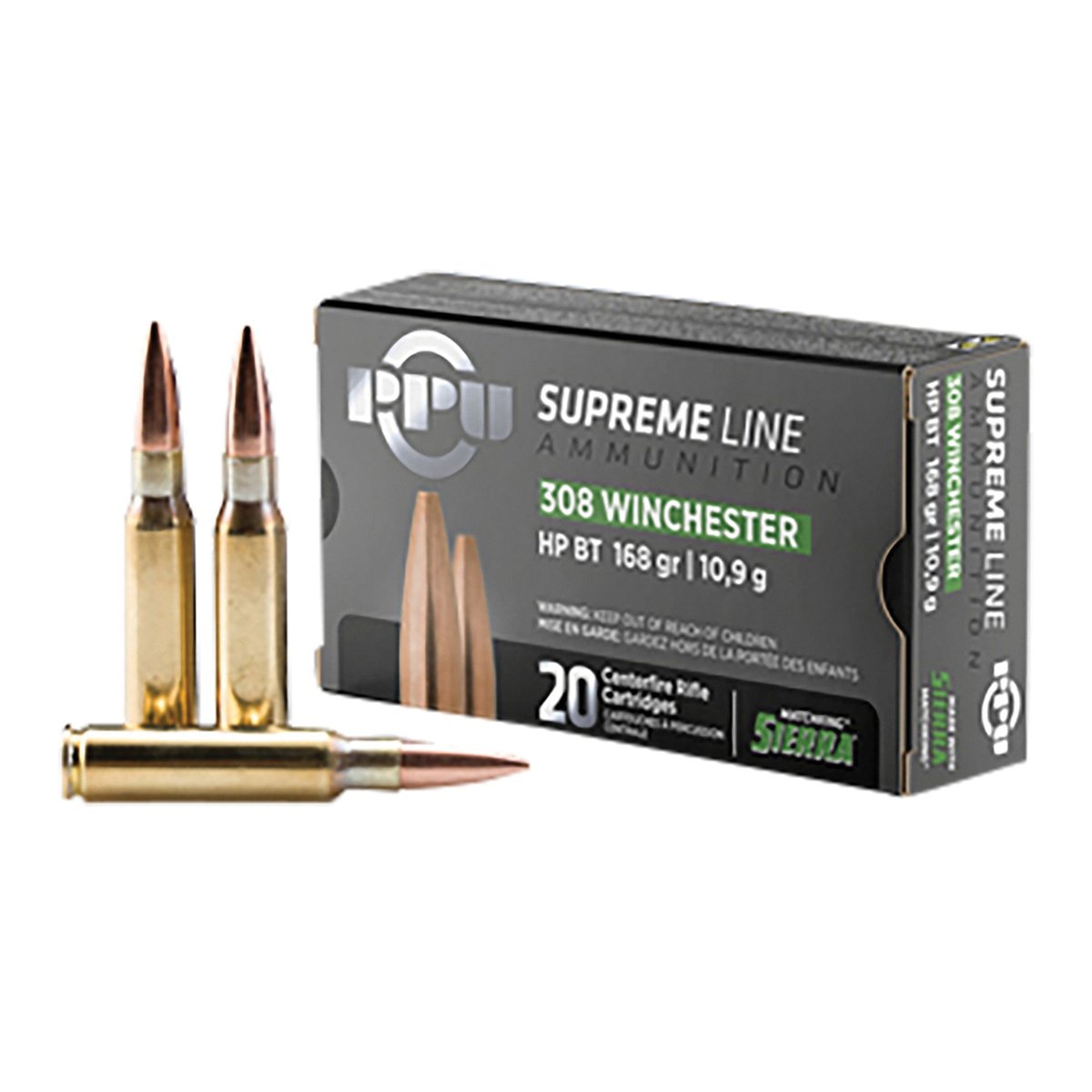 PPU USA Supreme Line .308 Win 168 gr BTHP 10rds Rifle Ammo for High-Accuracy and Precision - PPMK308 - Prvi Partizan