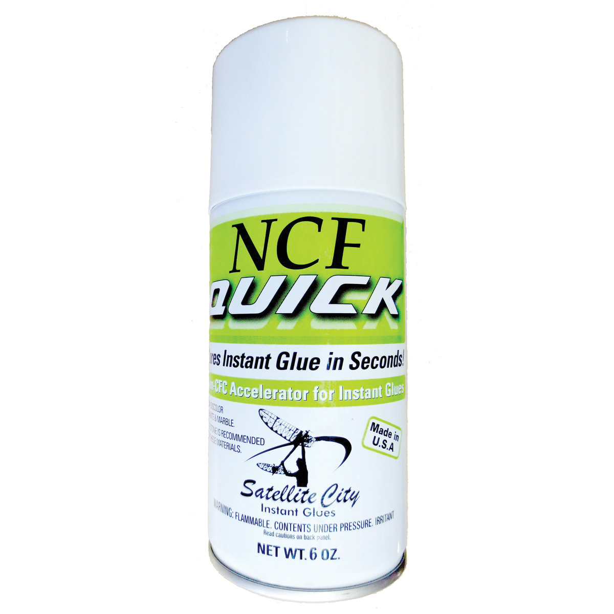 Satellite City NCF Quick Aerosol CA Glue Accelerator, 6 oz Aerosol Can Pack of 12 - Satellite City Inc.