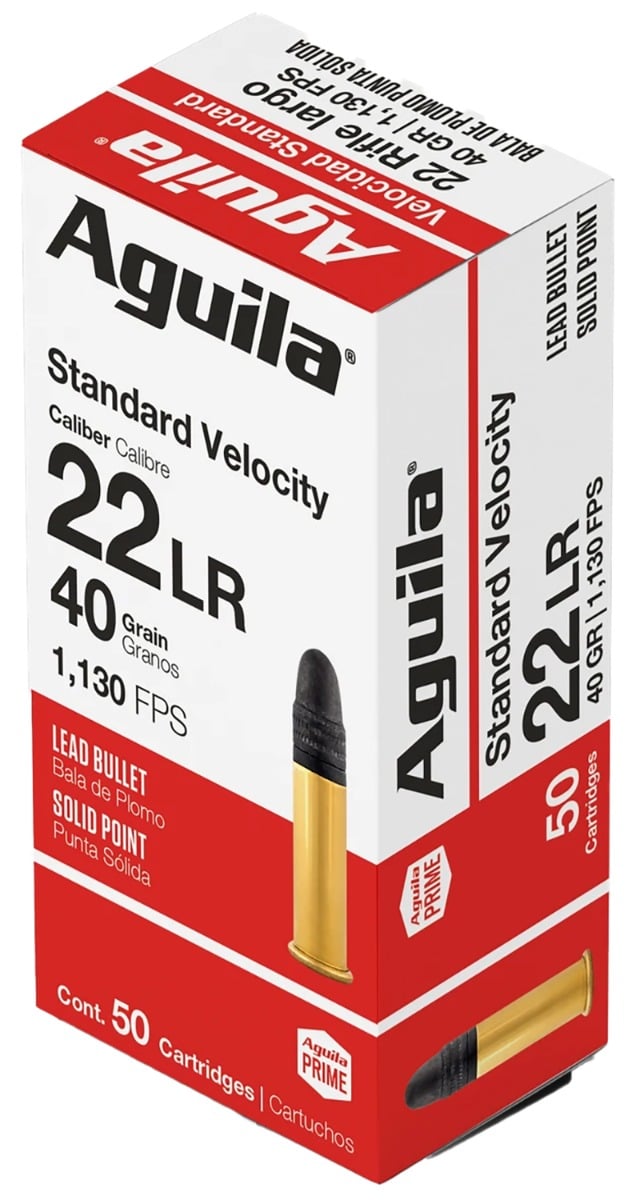 Aguila .22 Long Rifle, Standard Velocity, Lead Solid Point, 40 Grains-1B222332 - Aguila