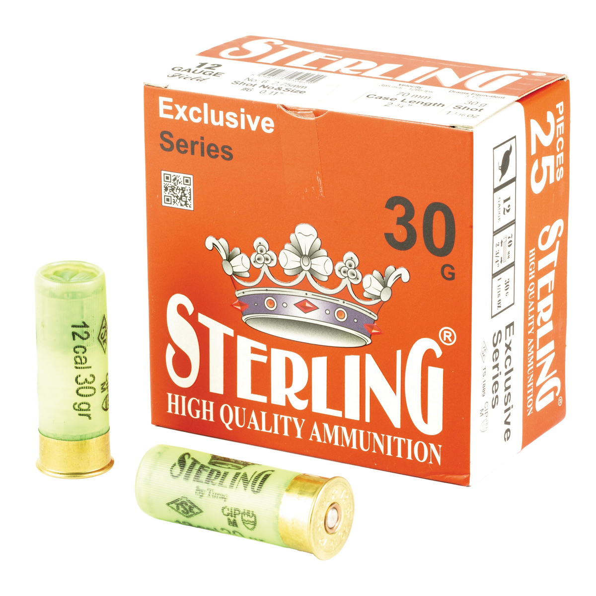 Sterling Exclusive 12 Gauge 2-3/4" #6 Bird 1-1/6 oz 25rds Shotshell - High-Quality Birdshot for Hunting - 8698779950620 - Sterling