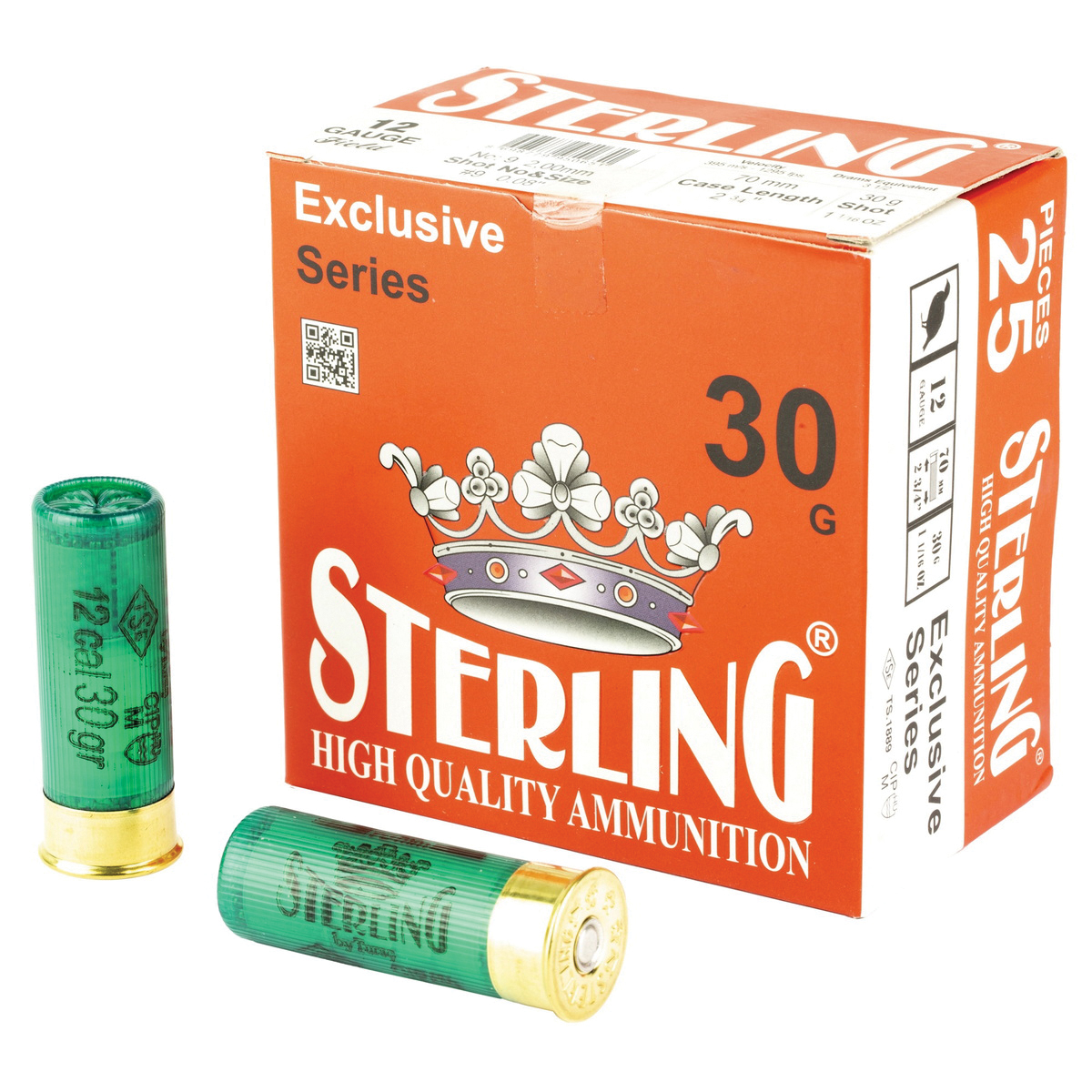 Sterling Exclusive 12 Gauge 2-3/4" #9 Bird 1-1/6 oz 25rds Shotshell - Fine Birdshot for Small Game - 8698779950651 - Sterling