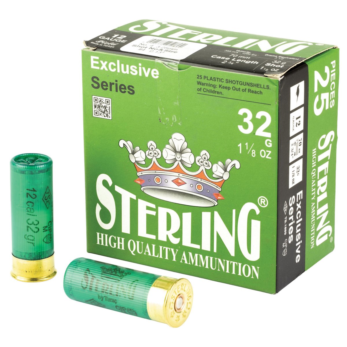 Sterling Exclusive 12 Gauge 2-3/4" #4 Bird 1-1/8 oz 25rds Shotshell - Powerful Birdshot for Larger Game - 8698779950804 - Sterling