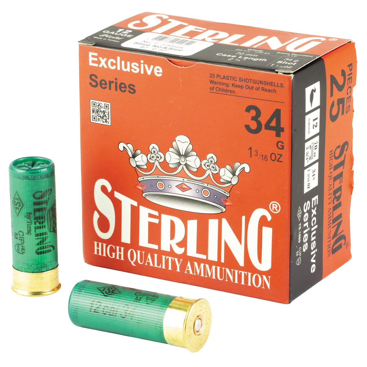 Sterling Exclusive 12 Gauge 2-3/4" #7 Bird 1-3/16 oz 25rds Shotshell - Heavier Load for Versatile Bird Hunting - 8698779951054 - Sterling