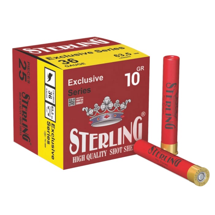 Sterling Exclusive .410 Gauge 2-1/2" #8 Bird 3/8 oz 25rds Shotshell - Light Birdshot for Small Game - 8698779961343 - Sterling