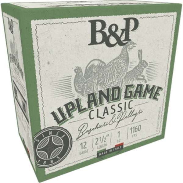 B&P Upland Game Classic 12 Gauge 2-1/2" #8 1 oz 25rds Shotshell - Classic Upland Hunting Shell - 12B1UP8 - B&P