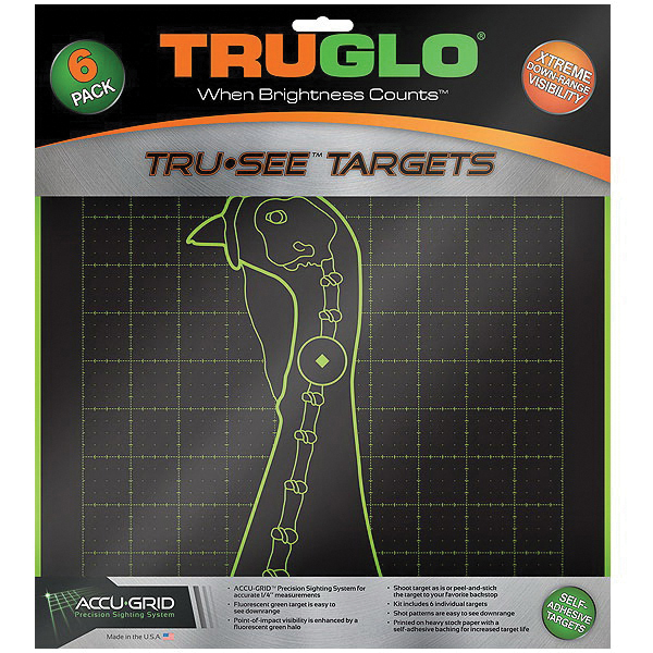 TruGlo Tru See 12" x 12" Splatter Turkey Target, Fluorescent Green/Black, 6/pack - TG12A6 - Truglo