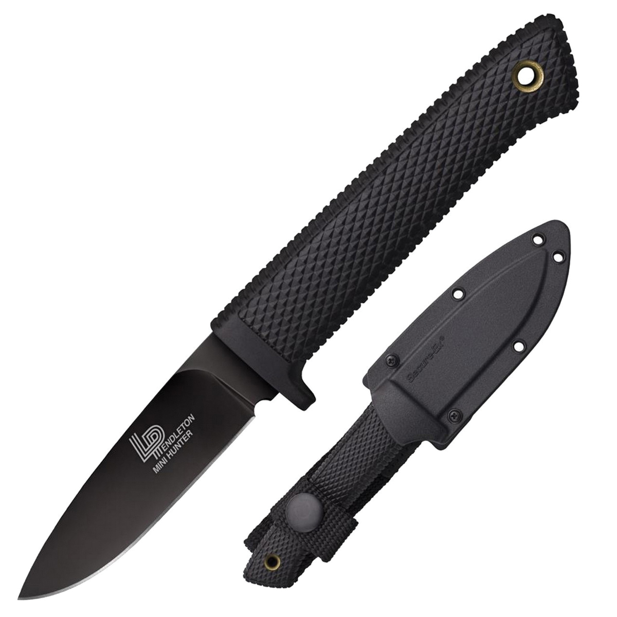 Cold Steel Pendleton Mini Hunter Fixed Knife Drop Point Black - Compact Fixed Blade Knife, Ideal for Hunting - CS-36LPMFZ