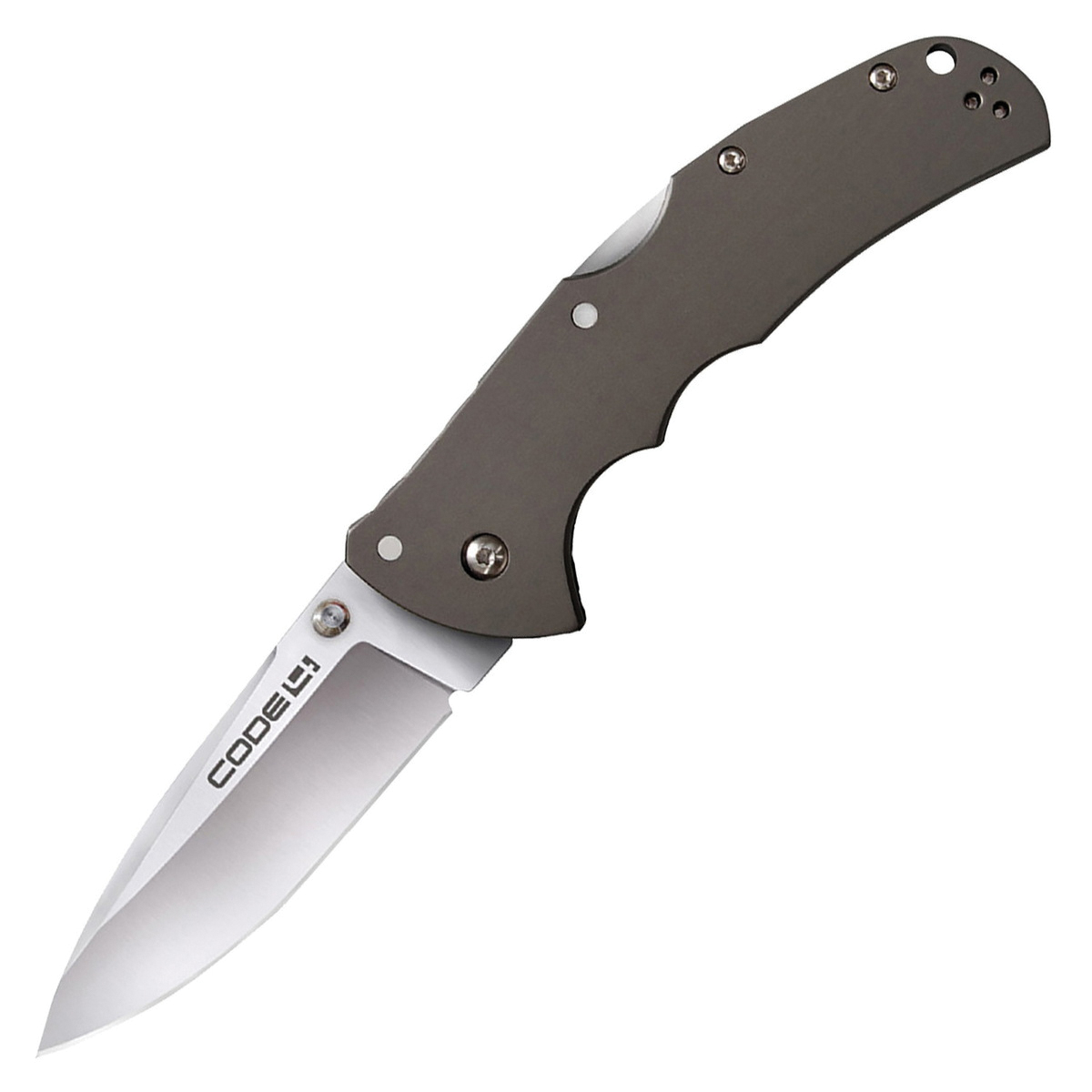 Cold Steel Code 4 Folding Knife Spear Point Gun Metal Gray - Robust Construction, Lightweight and Strong - CS-58PSZ - Cold Steel