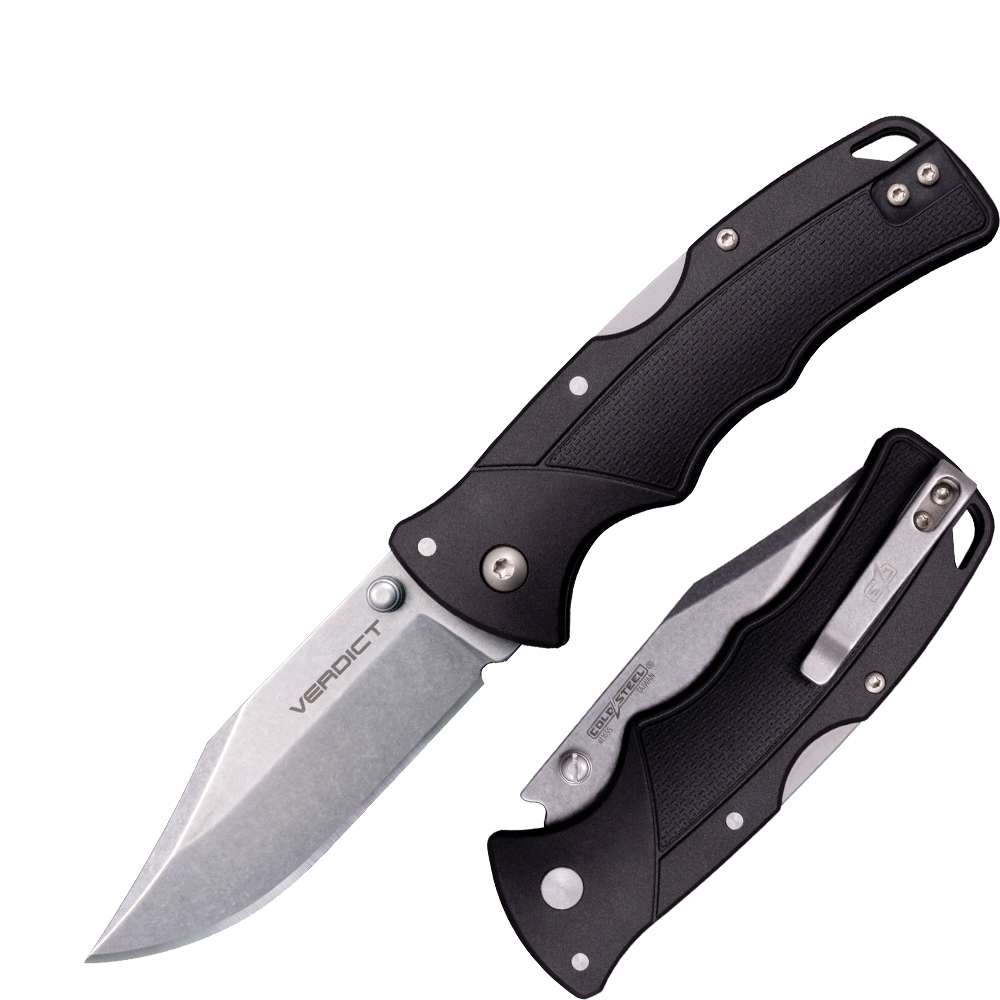 Cold Steel Verdict Folding Knife Clip Point Black - Strong Locking Mechanism, Perfect for EDC and Utility - CS-FL-C3CPSSZ - Cold Steel