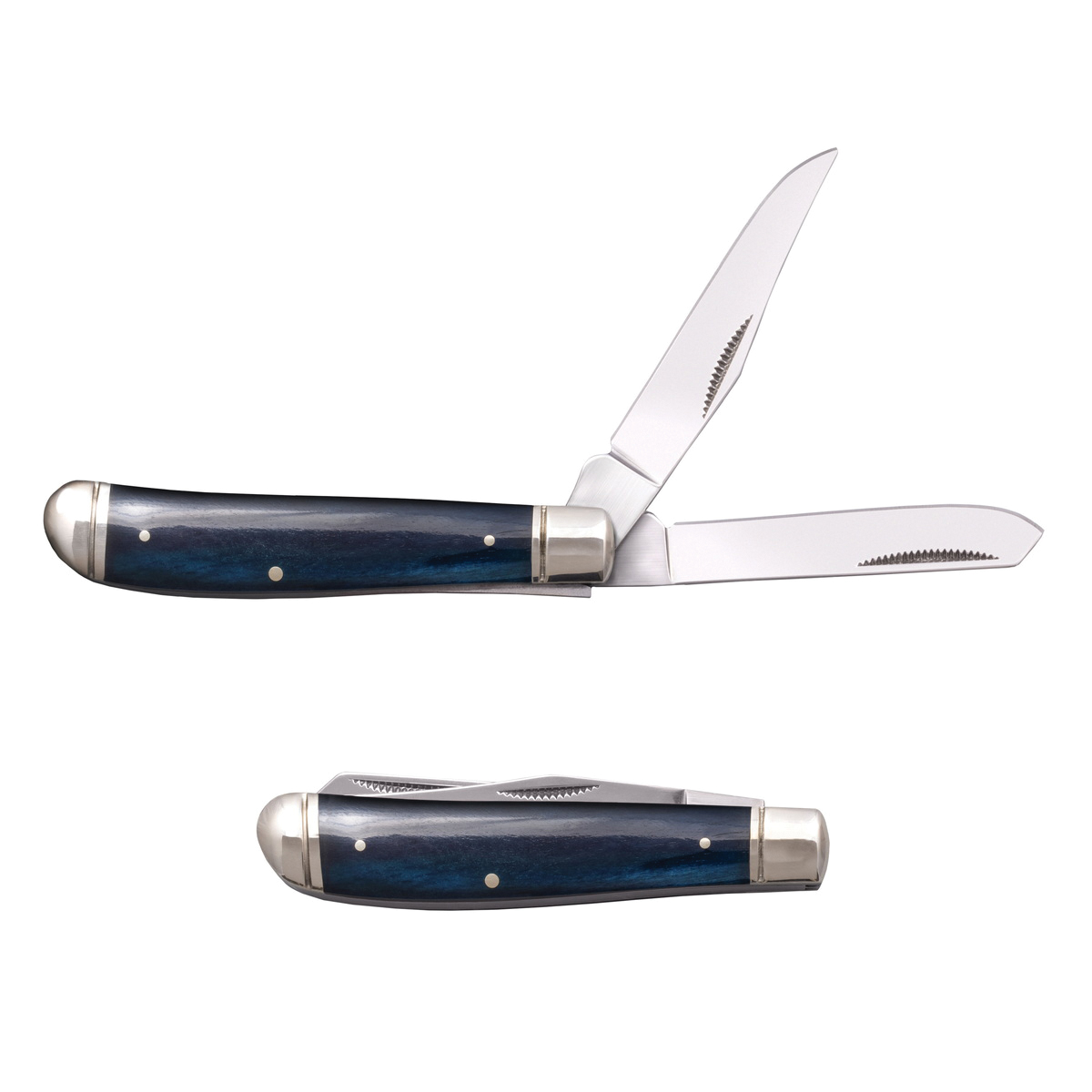 Cold Steel Mini Trapper Folding Knife Clip Point/Spey Blue - Convenient Pocket Knife Dual Blade Design, Perfect for Daily Use - CS-FL-MTRPR-B - Cold Steel