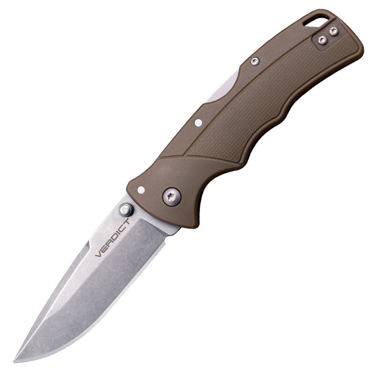 Cold Steel Verdict EDC Folding Knife Spear Point Flat Dark Earth - Versatile Blade, Secure Lock, Designed for EDC and Outdoor Use - CS-FL-C3SPSSFDEZ - Cold Steel