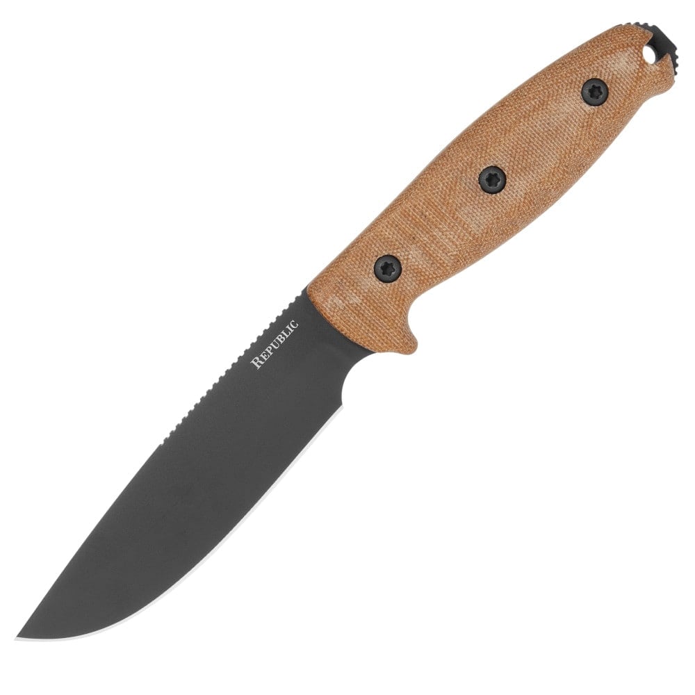 Cold Steel Republic Bushcraft Fixed Knife Drop Point Natural - Full Tang, Ideal for Bushcraft and Survival Situations - CS-FX-50FLD - Cold Steel