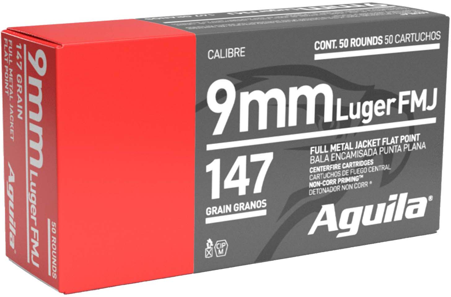 Aguila 9mm 147gr FMJ FP Ammunition 50rds - 1E097719 - Aguila