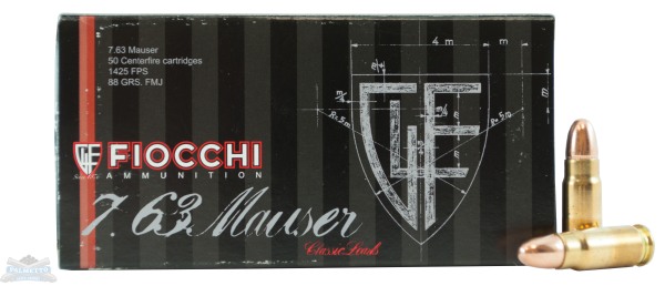 Fiocchi 7.63 Mauser 88gr FMJ 50 Rounds Ammunition - 763A - Fiocchi