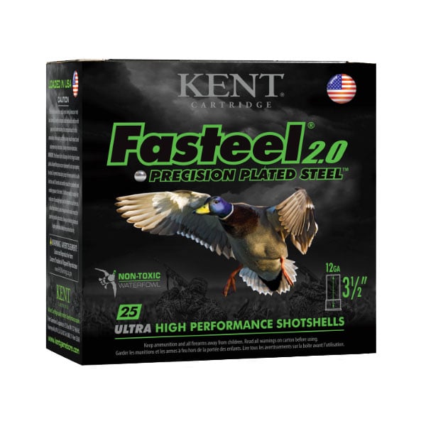 Kent Cartridge 12 GA 3.5"BB Fasteel 2.0 Waterfowl 25 Shotshells - K1235FS40-BB - Kent