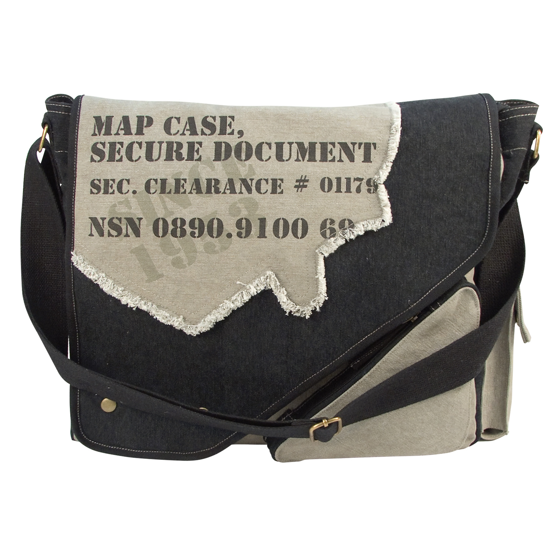 Rothco Rothco Vintage Canvas Two-Tone Imprinted Map Bag - Grey - Black