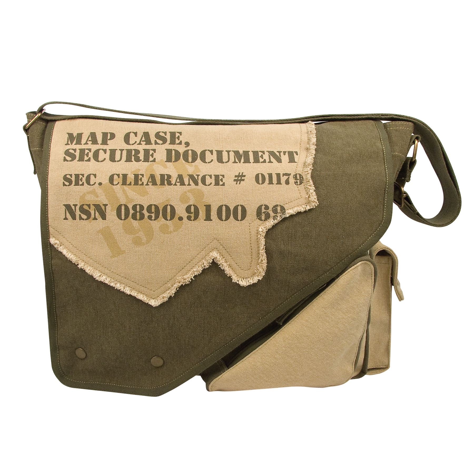 Rothco Rothco Vintage Canvas Two-Tone Imprinted Map Bag - Olive Drab - Tan