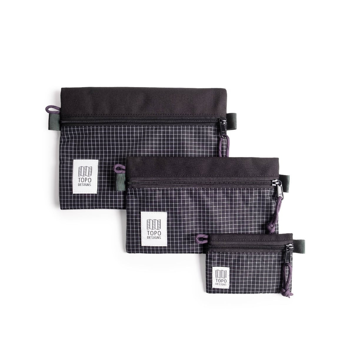Topo Designs Accessory Bag Bundle - Black/Grid