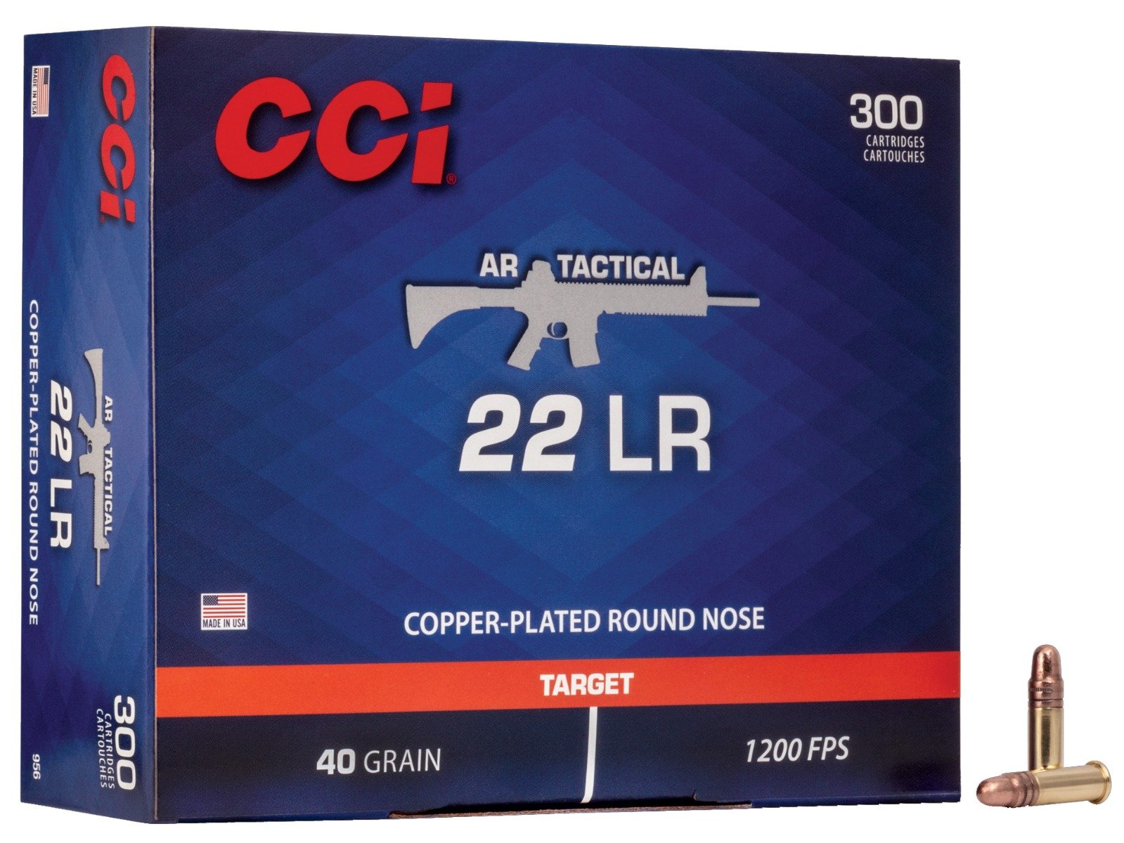 CCI .22 Long Rifle 40gr Copper Plated RN AR Tactical Ammunition 300rds - 956