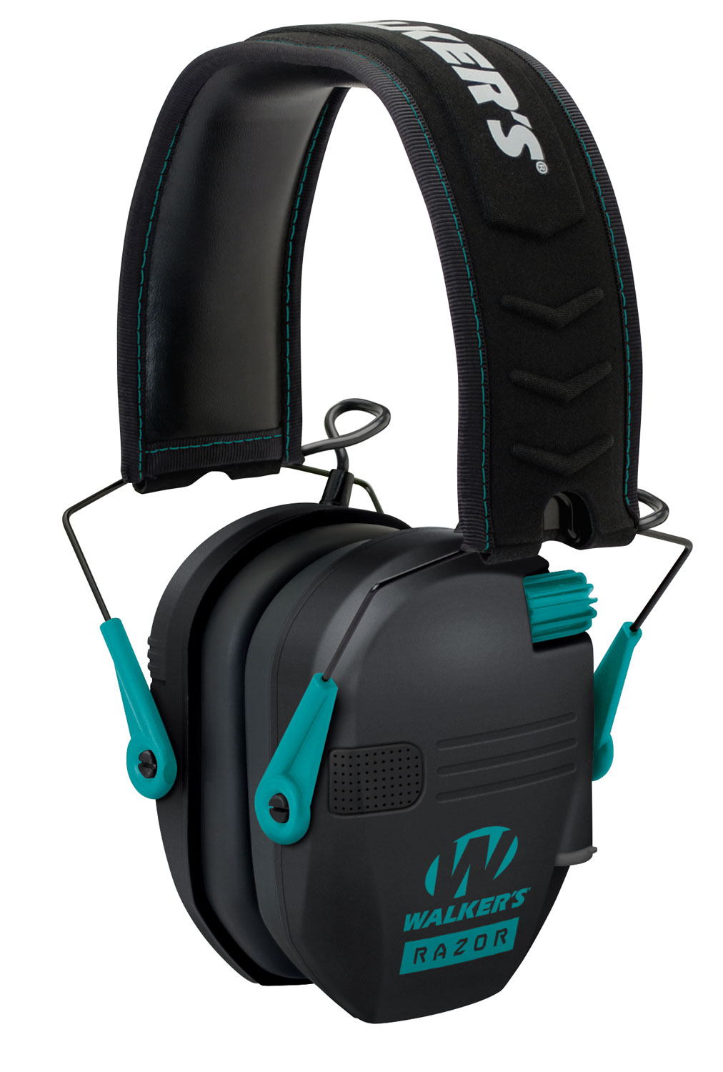 Walkers Game Ear Razor Slim Shooting 23 dB Over the Head Electronic Folding Earmuff, Teal/Black - GWPRSEMTL - Walkers Game Ear