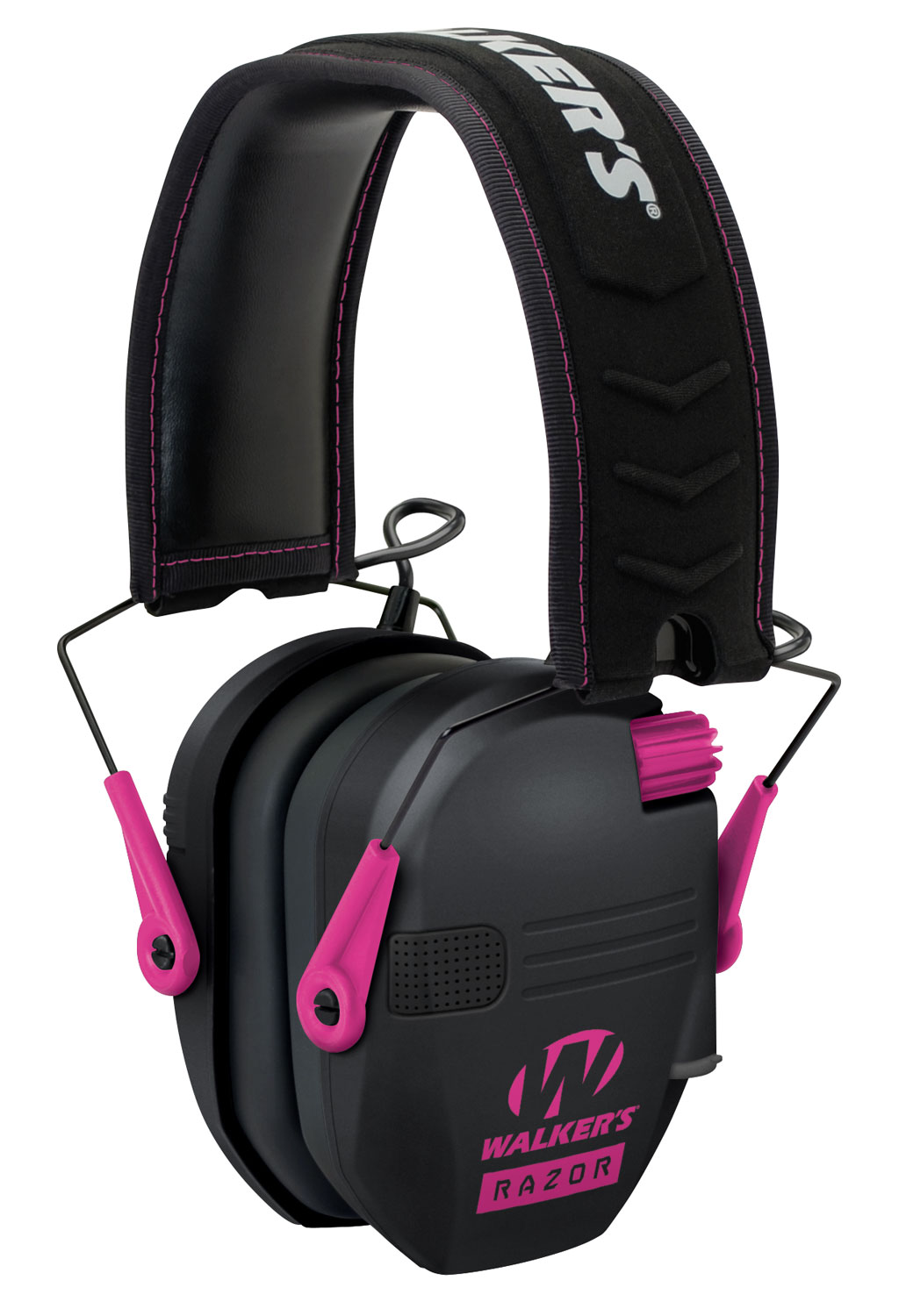 Walkers Game Ear Razor Slim Shooting 23 dB Over the Head Electronic Folding Earmuff, Black/Pink - GWPRSEMPNK - Walkers Game Ear