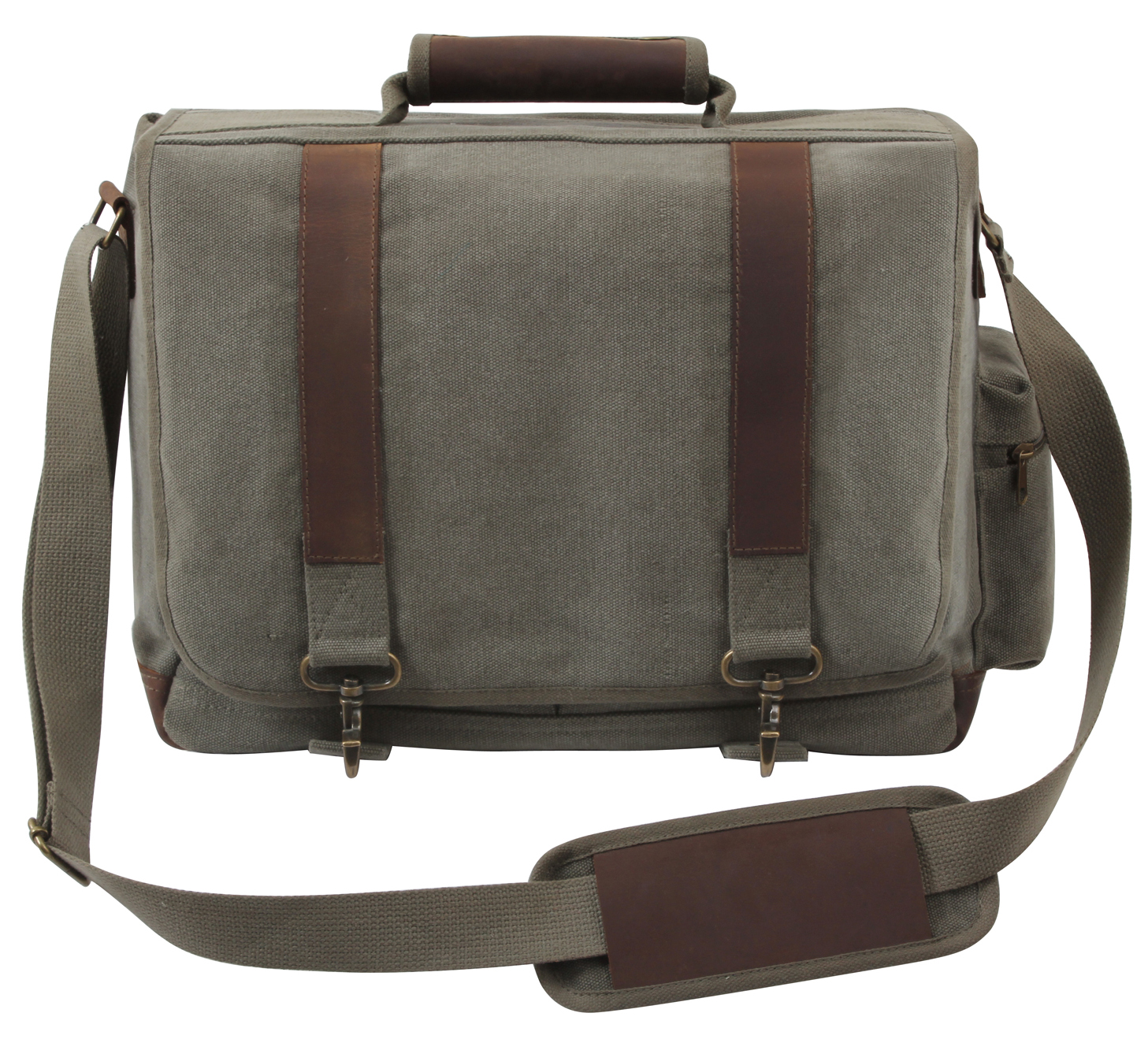Rothco Rothco Vintage Canvas Pathfinder Laptop Bag With Leather Accents - Olive Drab