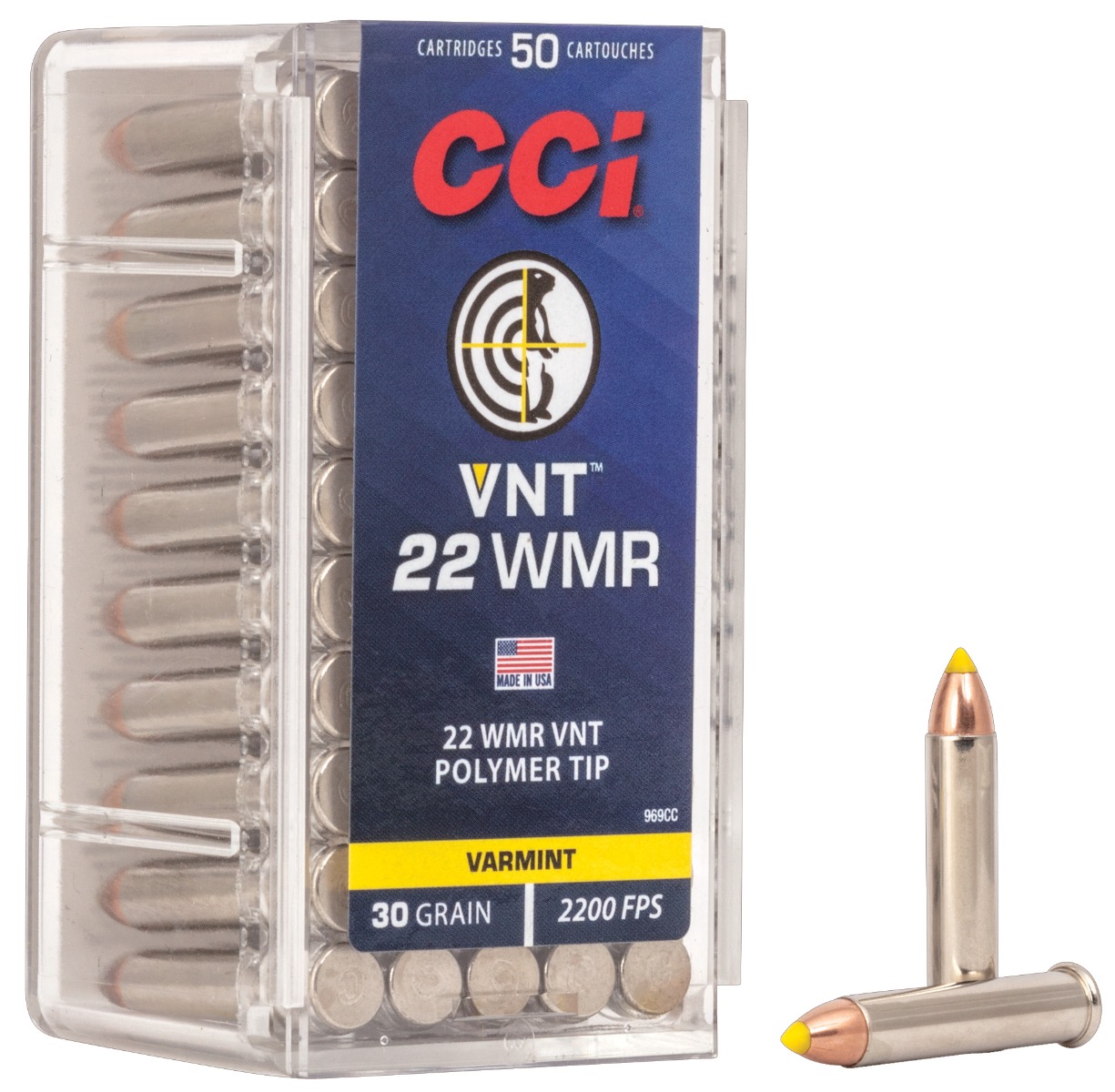 CCI 30 gr VNT .22 WMR Ammo, 50/box - 969CC - Cci